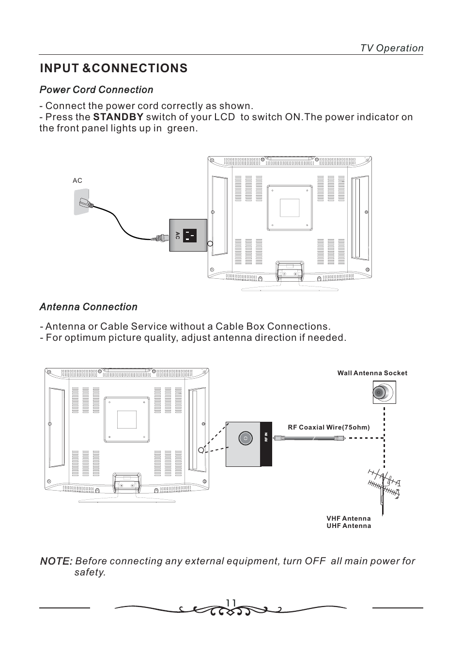 Input &connections | AOC LC19W060C User Manual | Page 12 / 41