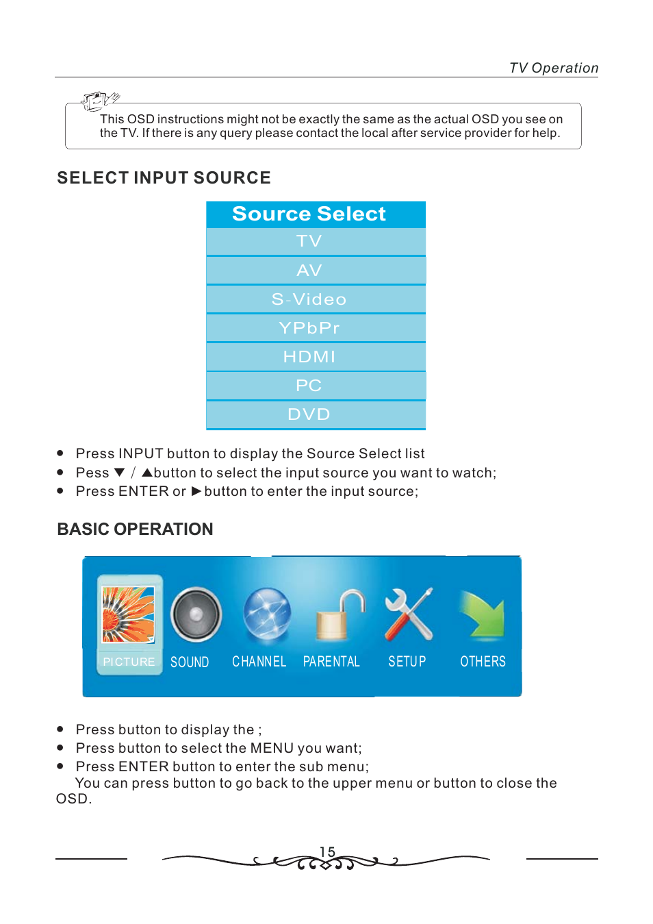 Source select | AOC LC19W060C User Manual | Page 16 / 41