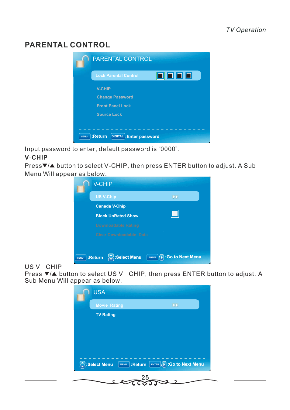 Parental control | AOC LC19W060C User Manual | Page 26 / 41