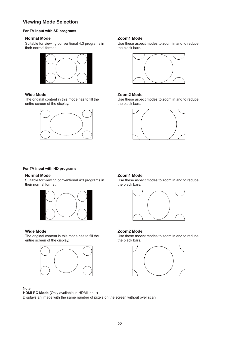 Viewing mode selection | AOC LC32H063D User Manual | Page 23 / 54