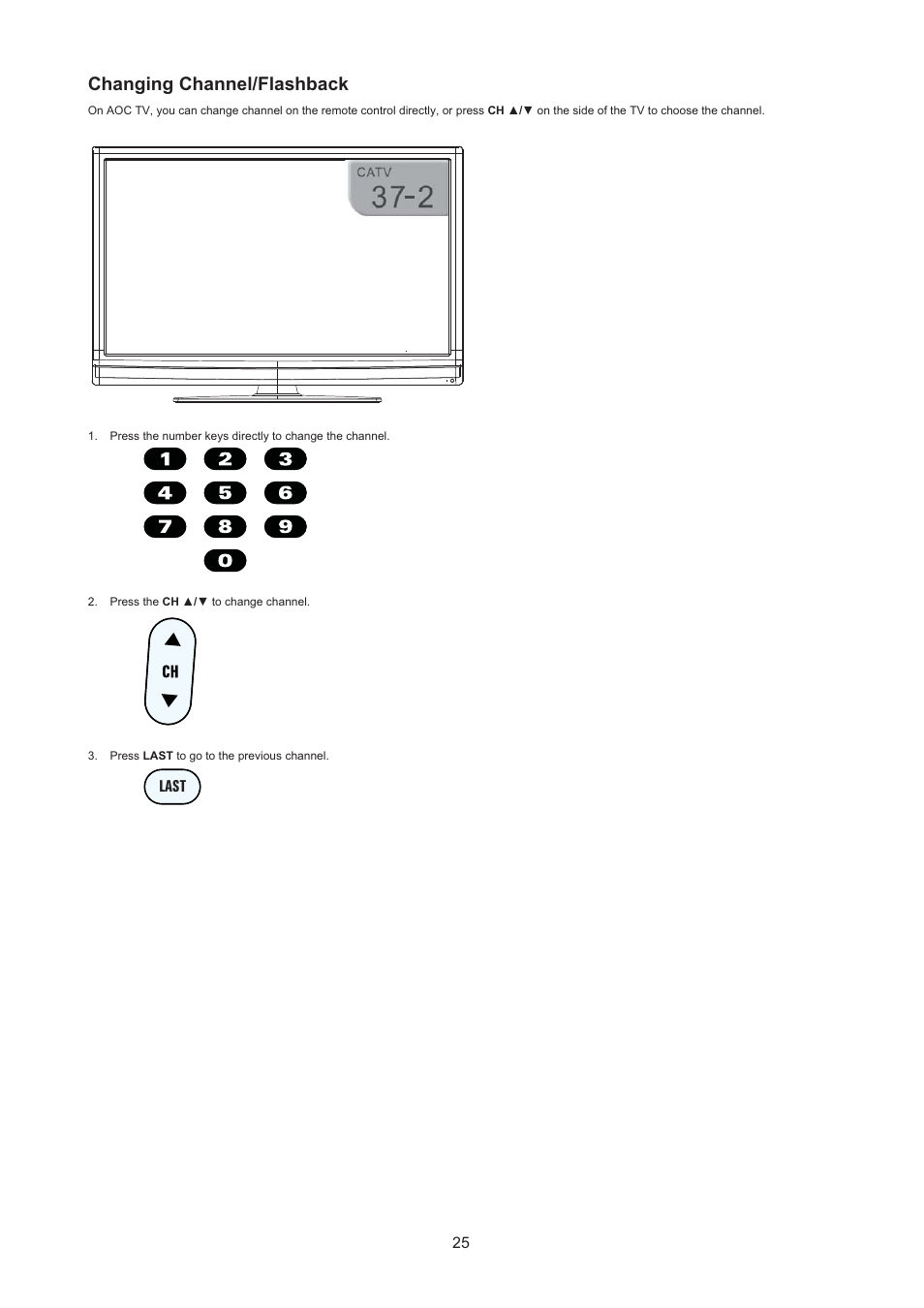 Changing channel/flashback | AOC LC32H063D User Manual | Page 26 / 54