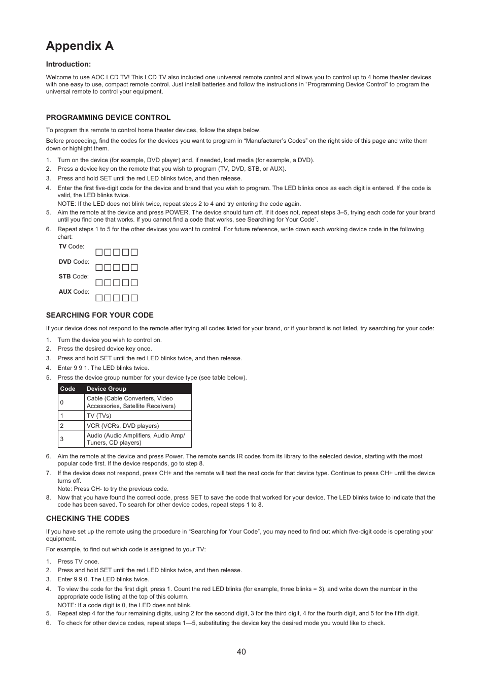 Appendix a | AOC LC32H063D User Manual | Page 41 / 54