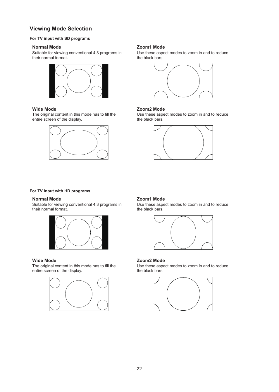 Viewing mode selection | AOC LC32W063 User Manual | Page 23 / 37