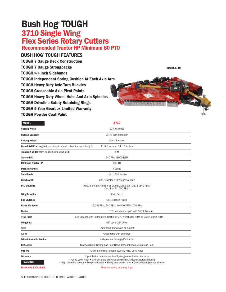 Bush Hog 3710 User Manual | 1 page
