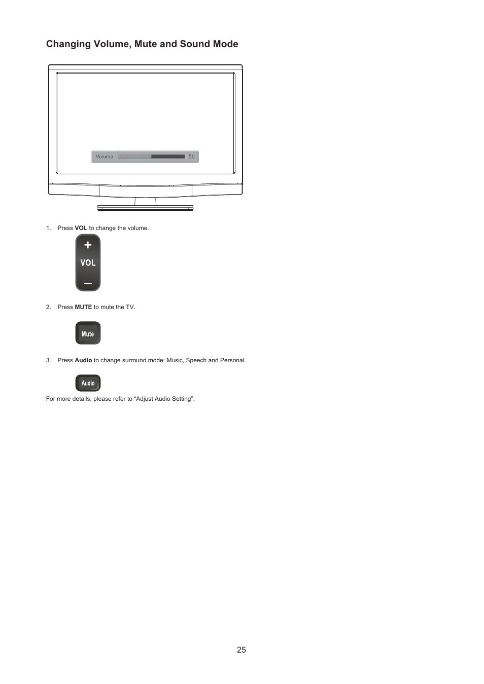 Changing volume, mute and sound mode | AOC LE24H067 User Manual | Page 26 / 37