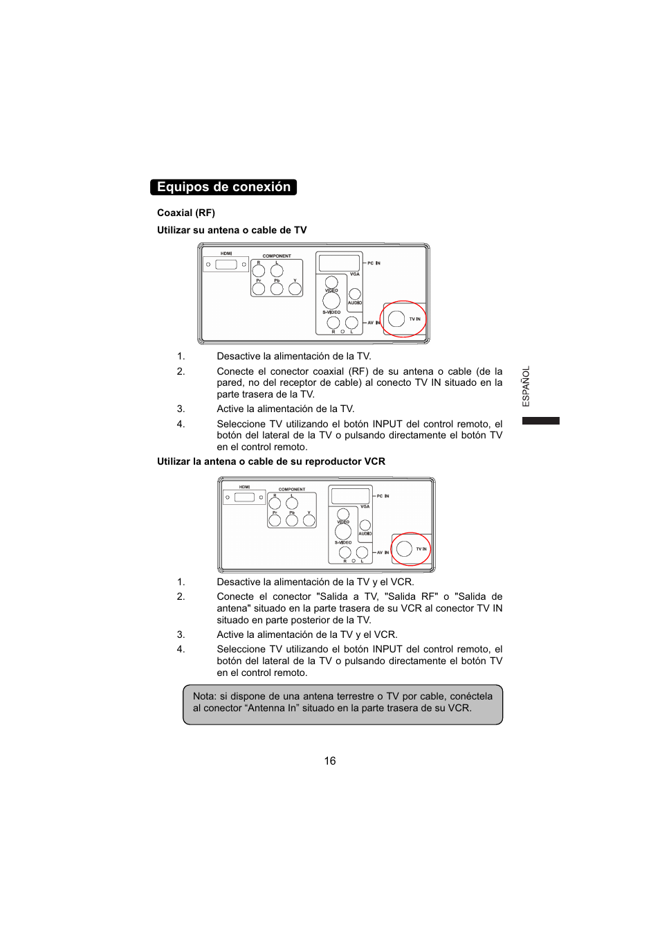 Equipos de conexión | AOC L19W831 User Manual | Page 89 / 144