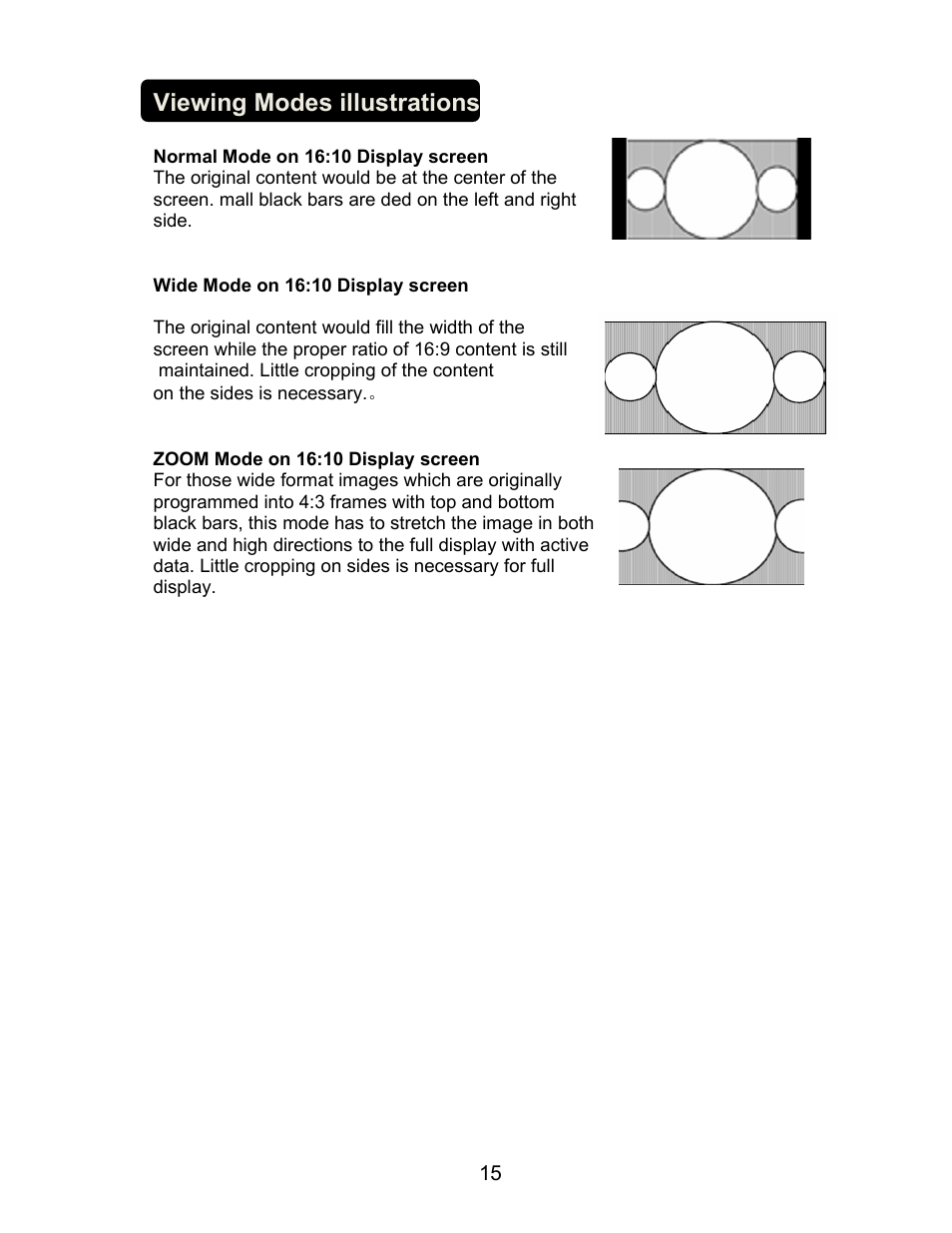 Viewing modes illustrations | AOC L22W831 User Manual | Page 17 / 36