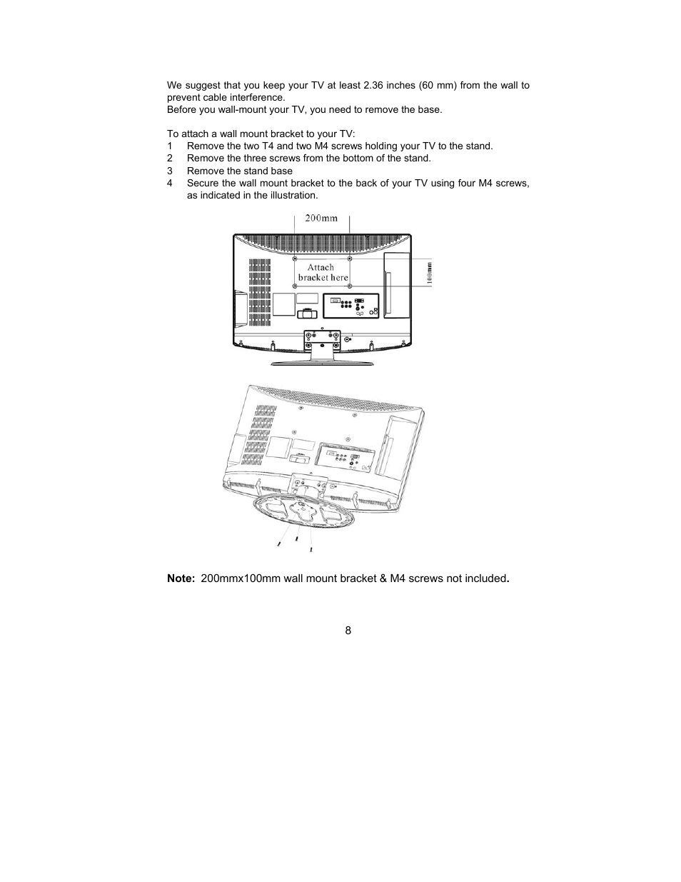 Preparing your lcd tv for wall mounting | AOC L26W831 User Manual | Page 10 / 36