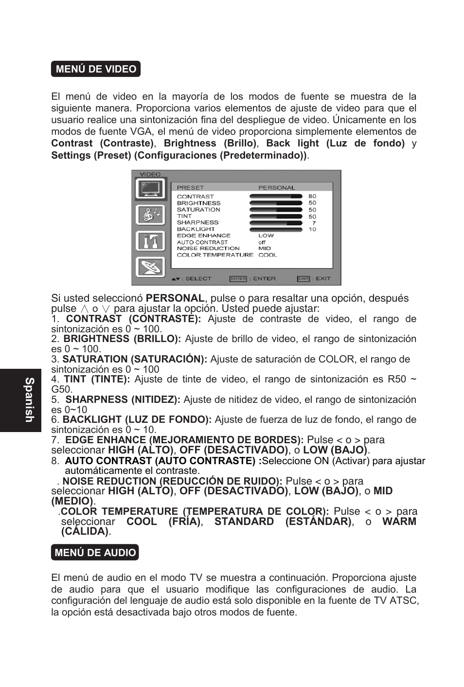 Spanish | AOC L32W831 User Manual | Page 99 / 139
