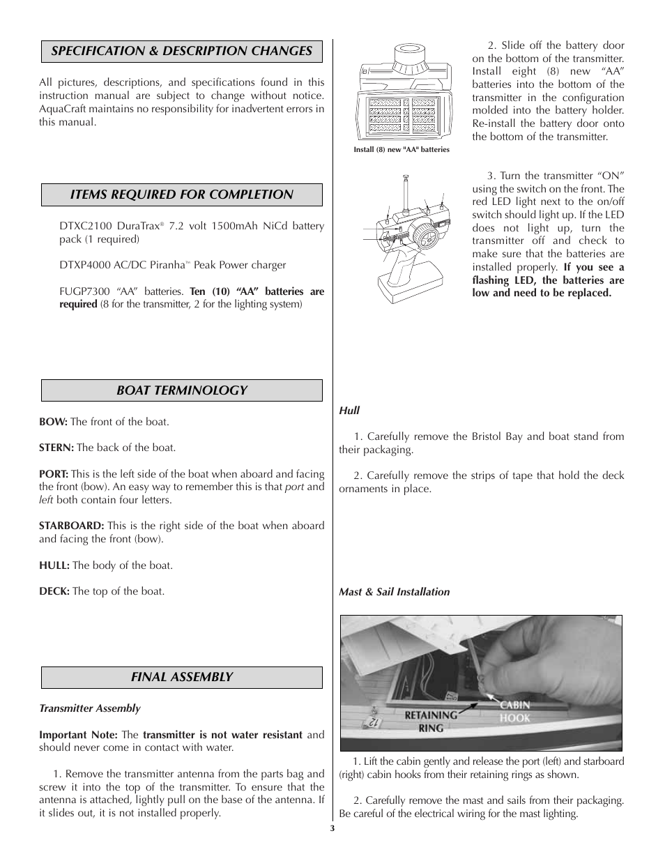 AquaCraft Bristol Bay User Manual | Page 3 / 8
