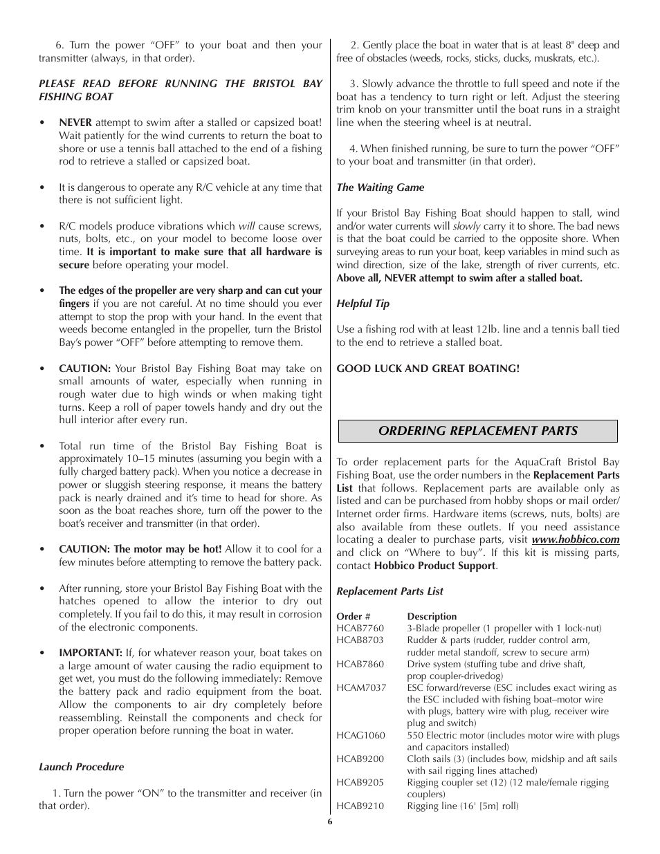 AquaCraft Bristol Bay User Manual | Page 6 / 8