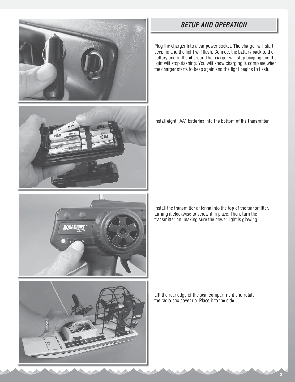 Setup and operation | AquaCraft Mini Alligator Tours User Manual | Page 3 / 8