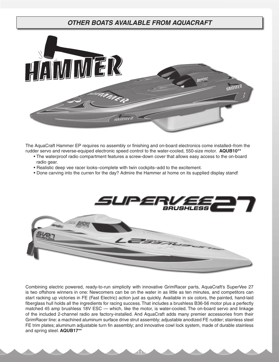 Other boats available from aquacraft | AquaCraft Mini Rio User Manual | Page 11 / 12