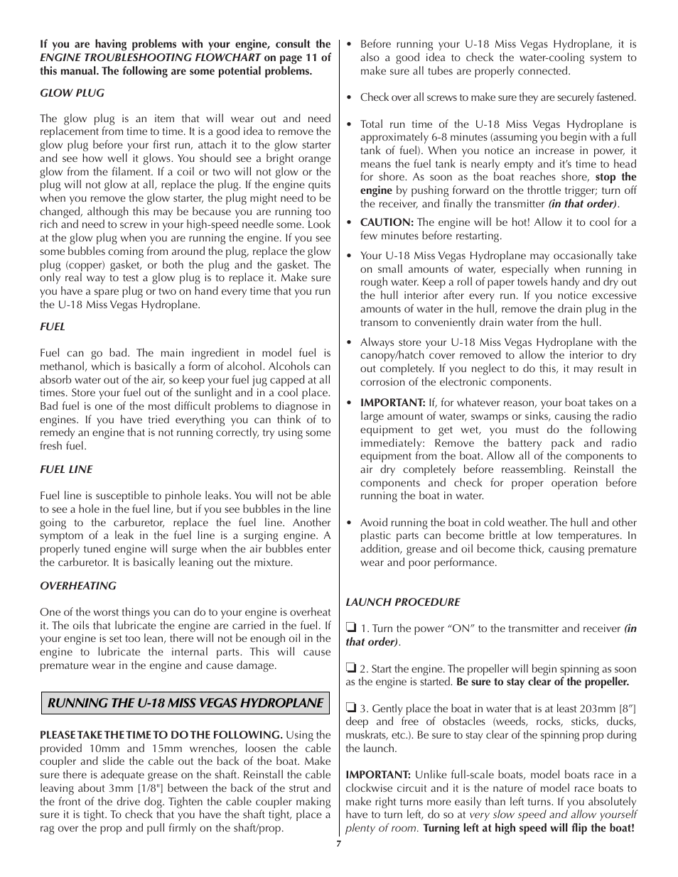 AquaCraft Miss Vegas User Manual | Page 7 / 12