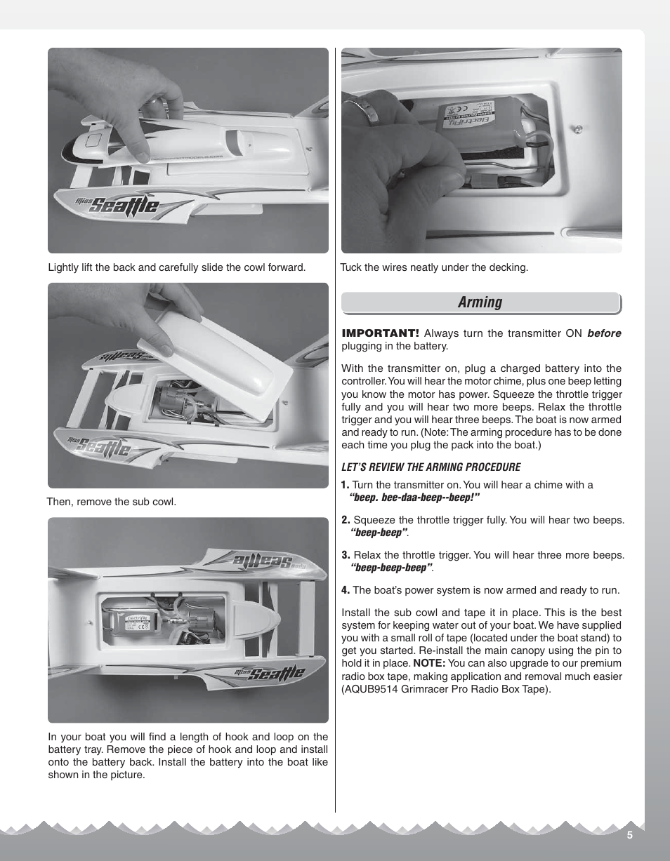 Arming | AquaCraft Miss Seattle User Manual | Page 5 / 8