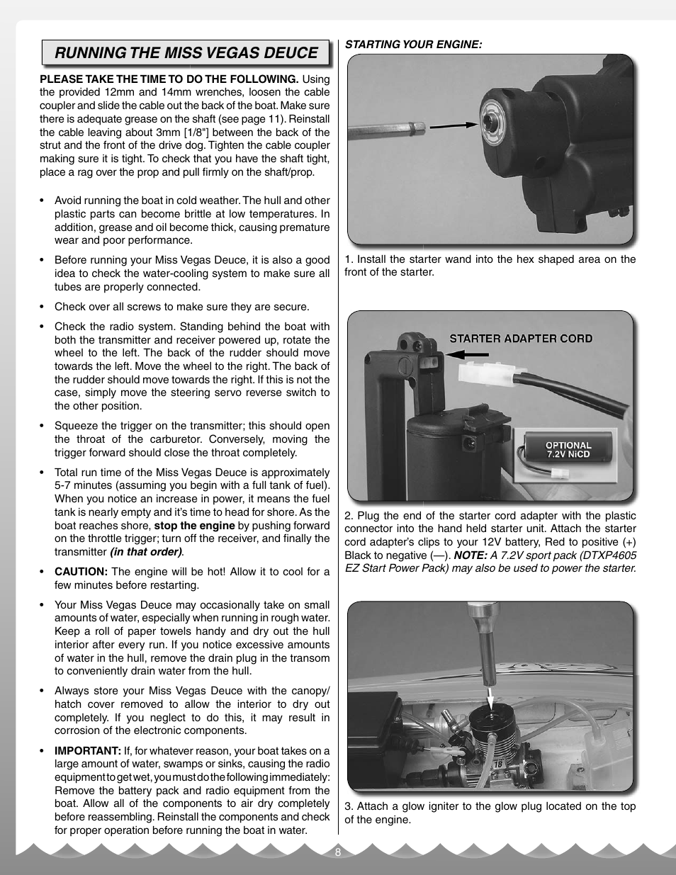 Running the miss vegas deuce | AquaCraft Miss Vegas Deuce User Manual | Page 8 / 16