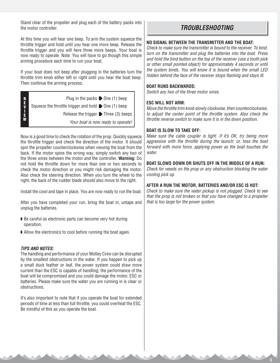Troubleshooting | AquaCraft Motley Crew User Manual | Page 5 / 8