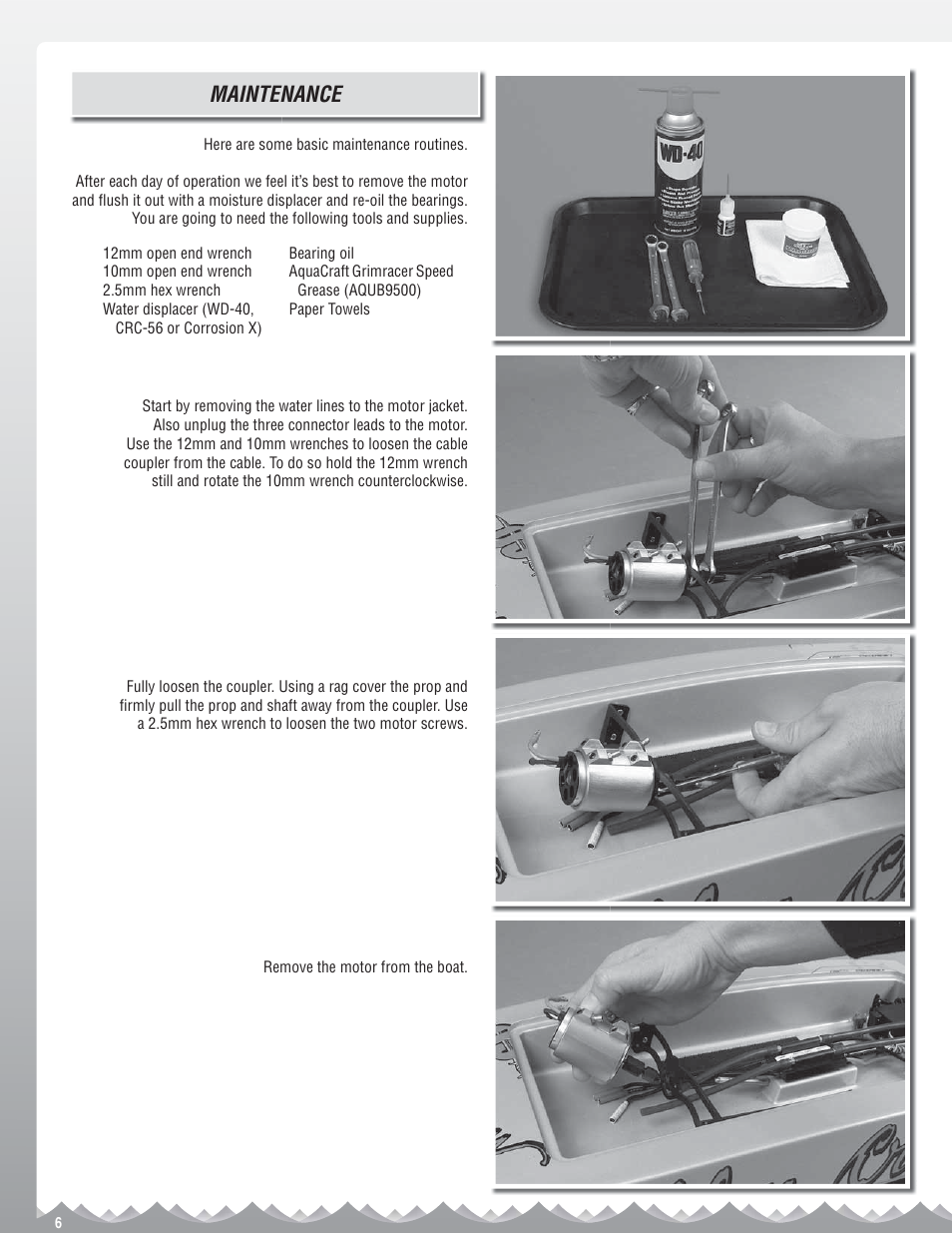 Maintenance | AquaCraft Motley Crew User Manual | Page 6 / 8