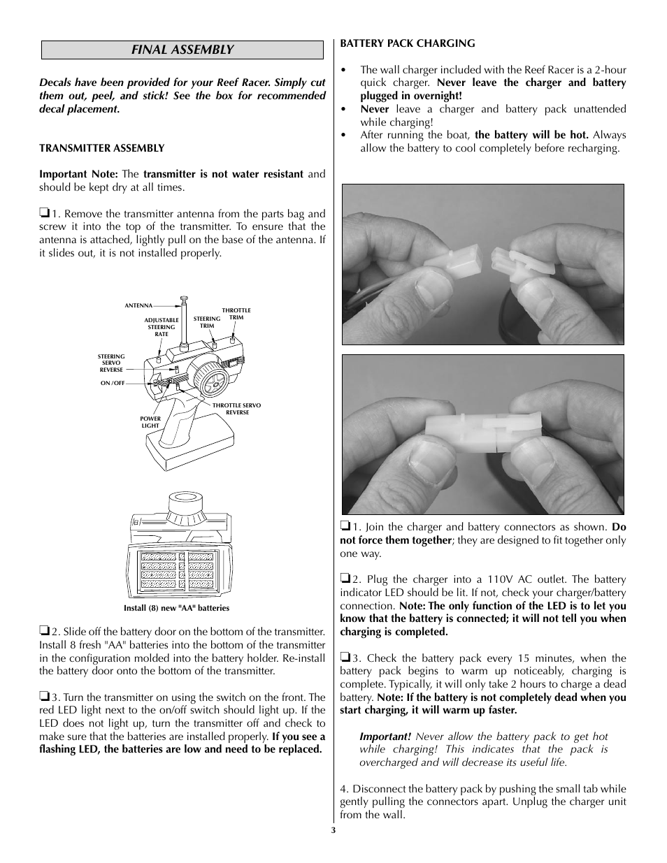 Final assembly | AquaCraft Reef Racer User Manual | Page 3 / 8