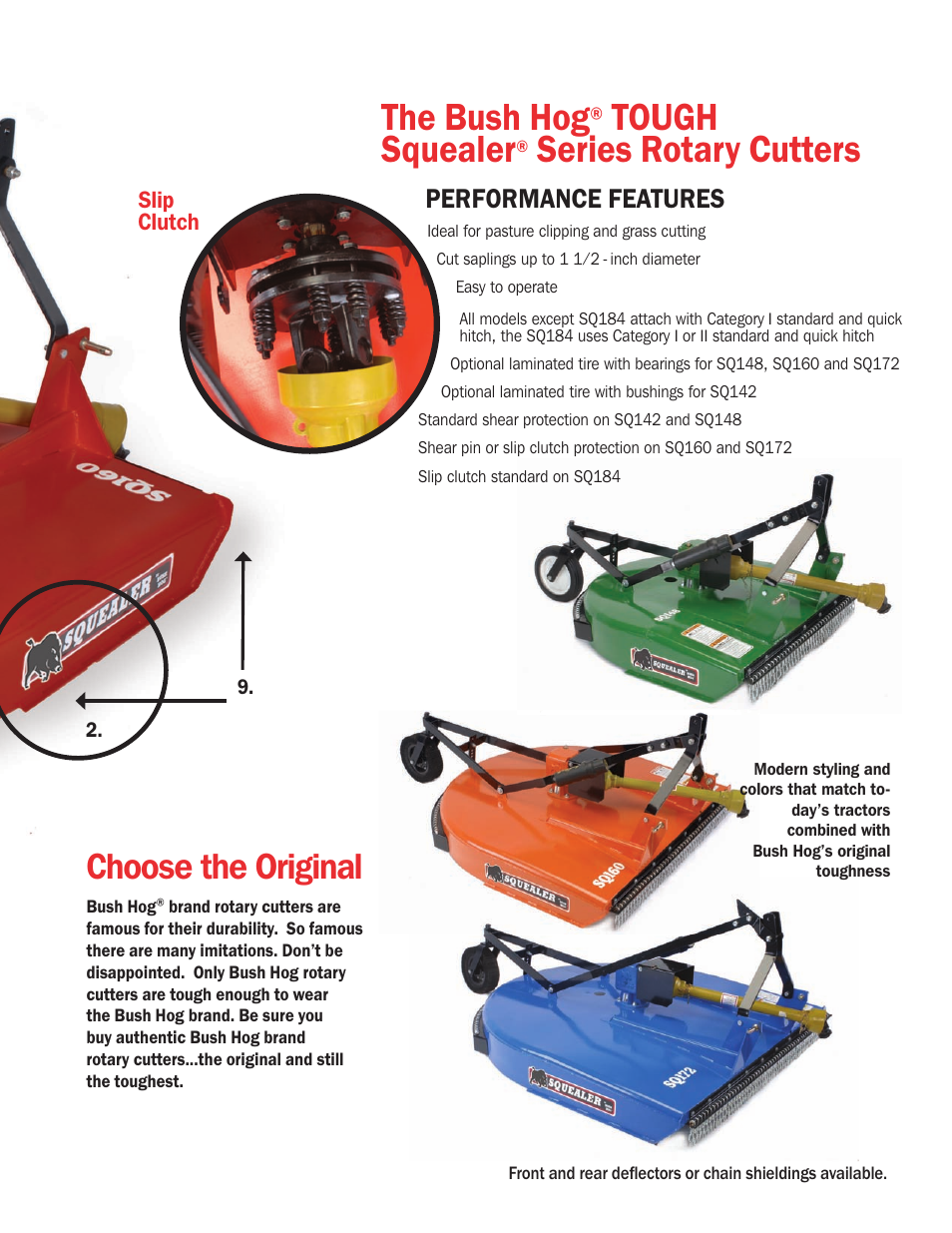 The bush hog, Tough squealer, Series rotary cutters | Choose the original, Performance features | Bush Hog TOUGH SqUealer Series User Manual | Page 5 / 6