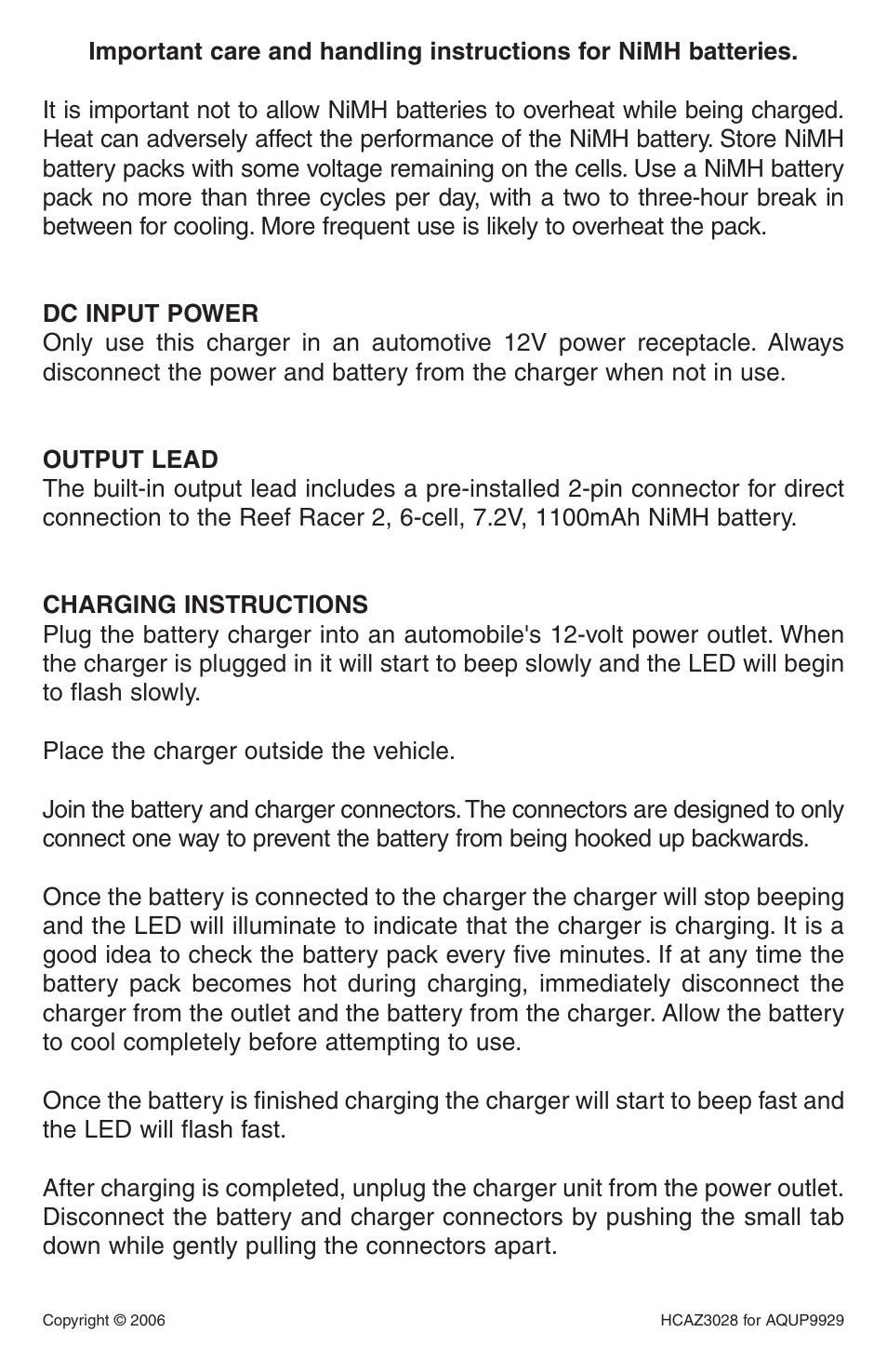 AquaCraft Reef Racer 2 Charger User Manual | Page 2 / 2