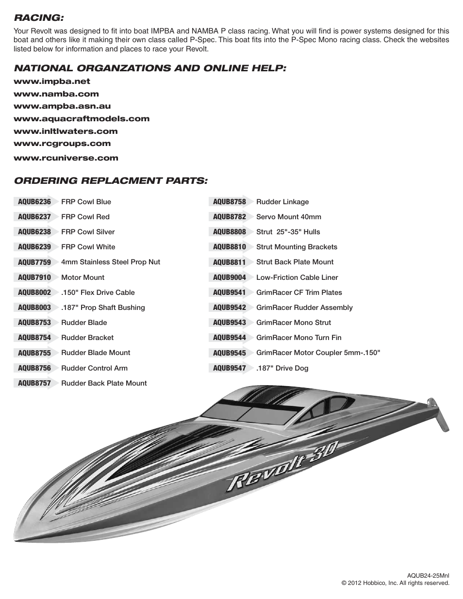 AquaCraft Revolt 30 User Manual | Page 12 / 12