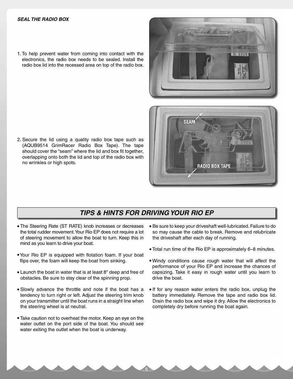 Tips & hints for driving your rio ep | AquaCraft Rio EP User Manual | Page 6 / 16