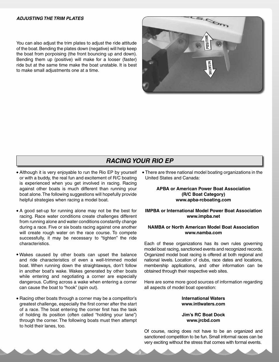 Racing your rio ep | AquaCraft Rio EP User Manual | Page 9 / 16