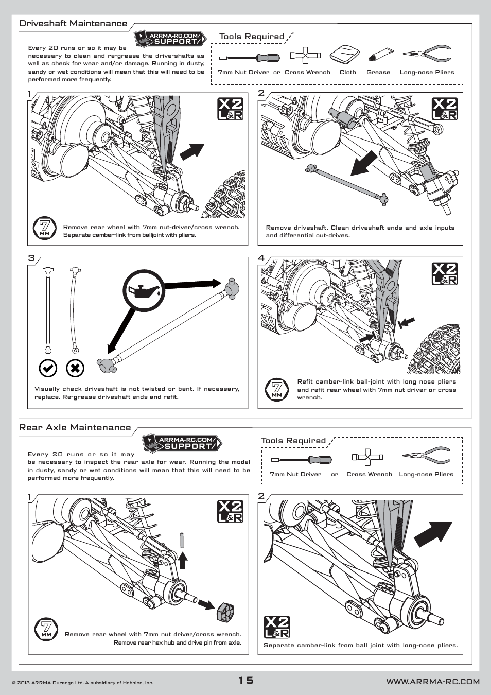 15 driveshaft maintenance rear axle maintenance | ARRMA AR102535 Manual User Manual | Page 15 / 40