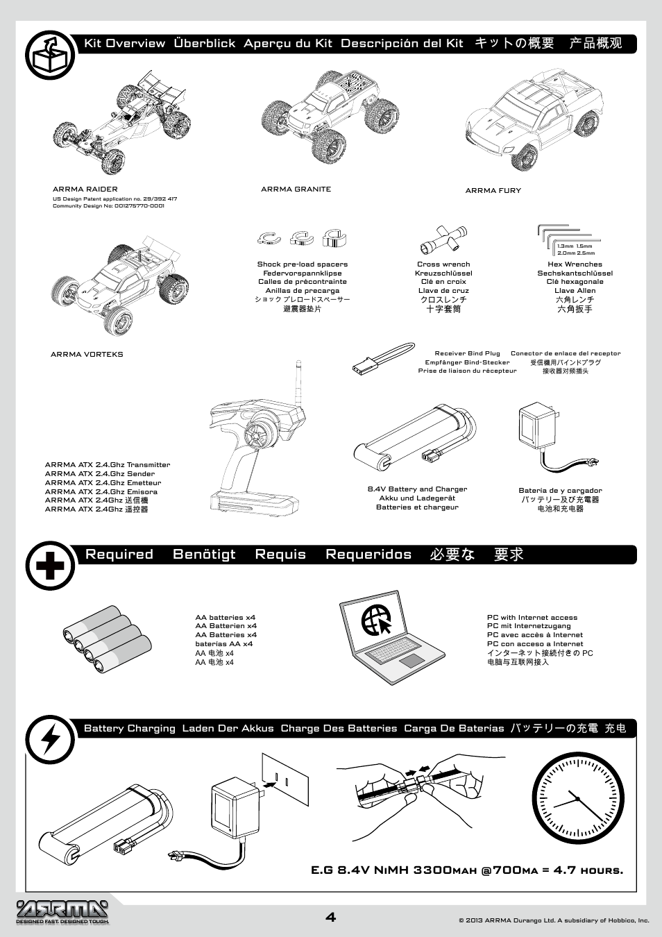 Required benötigt requis requeridos 必要な 要求 | ARRMA AR102612 User Manual | Page 4 / 44