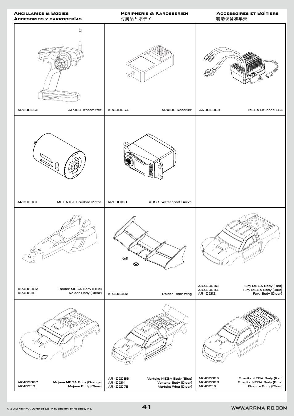 ARRMA AR102601 User Manual | Page 41 / 44