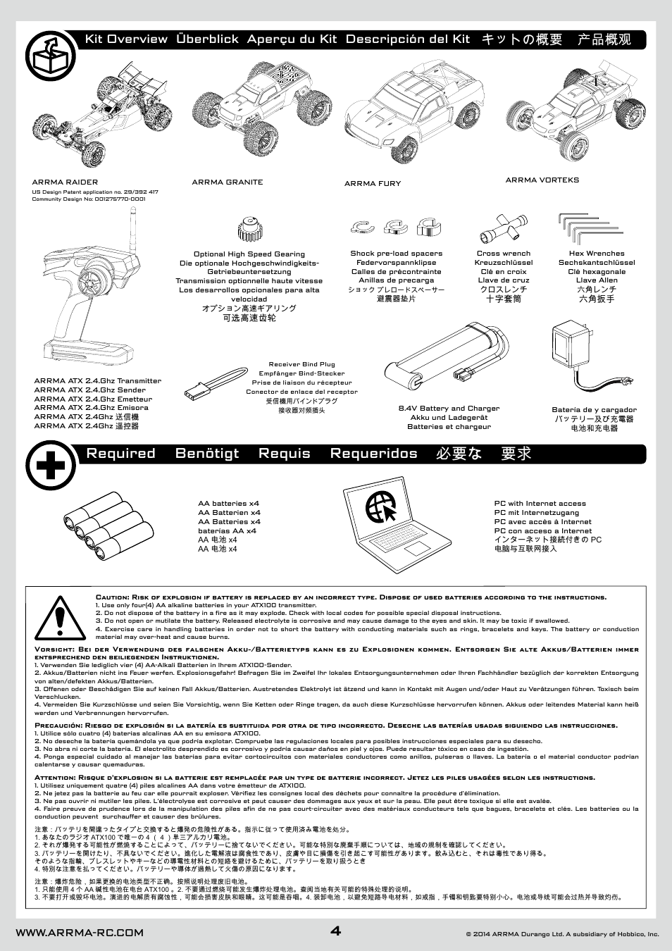 Required benötigt requis requeridos 必要な 要求 | ARRMA AR102626 User Manual | Page 4 / 42