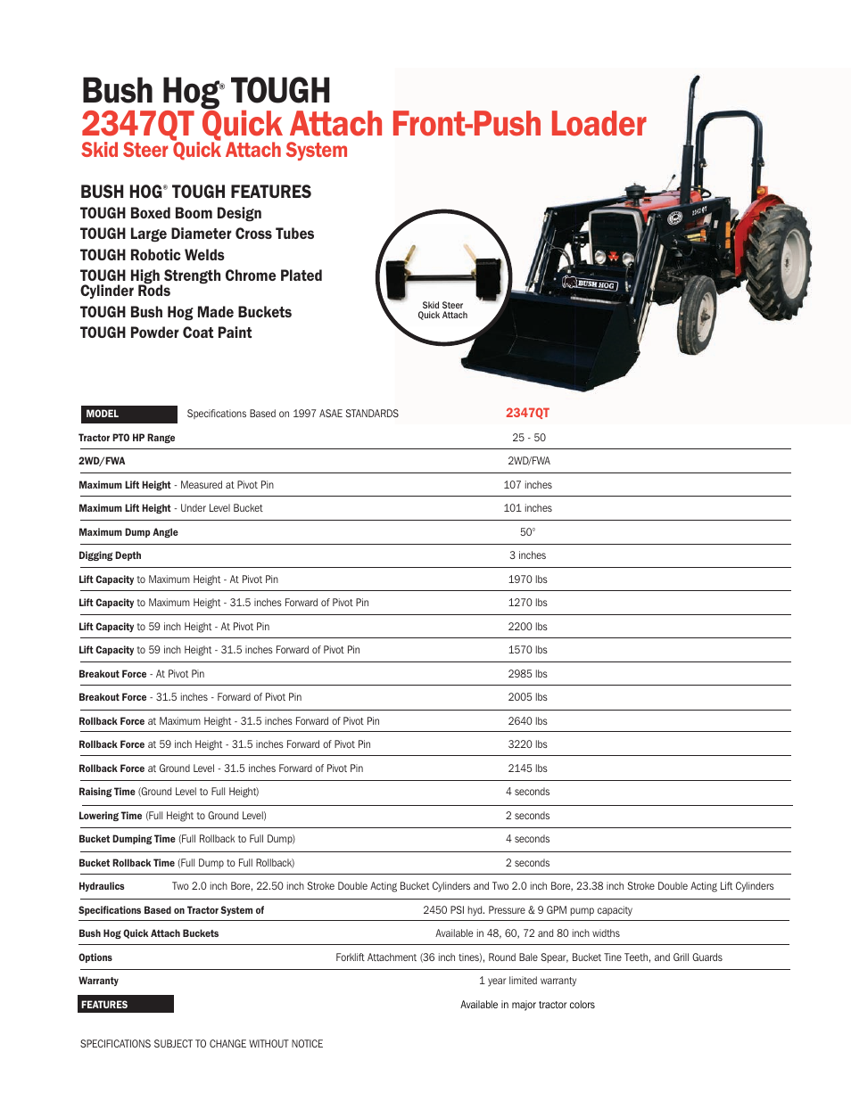 Bush Hog TOUGH 2347QT User Manual | 1 page