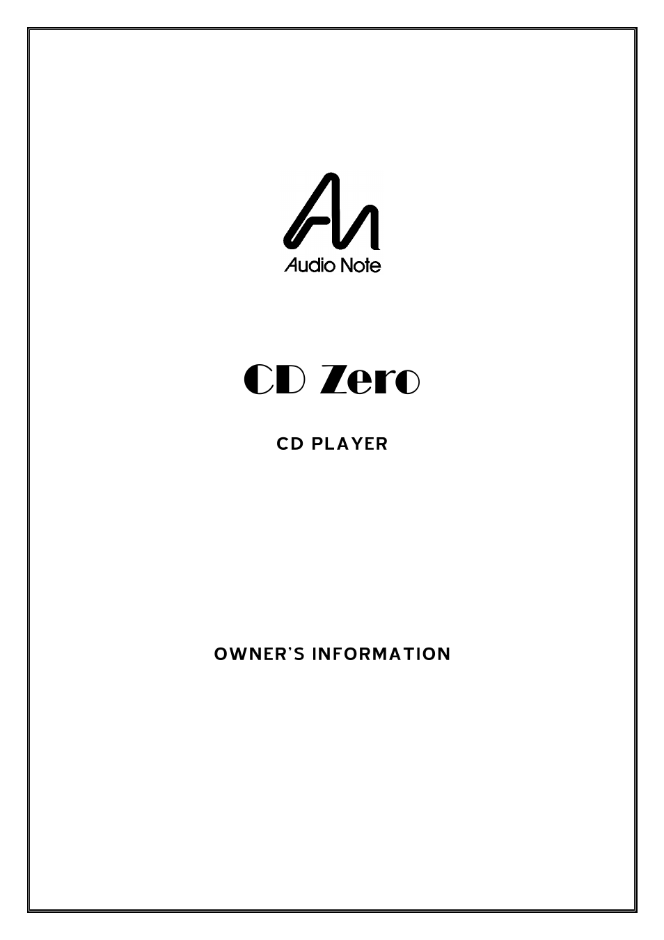 Audio Note CD-0 User Manual | 8 pages
