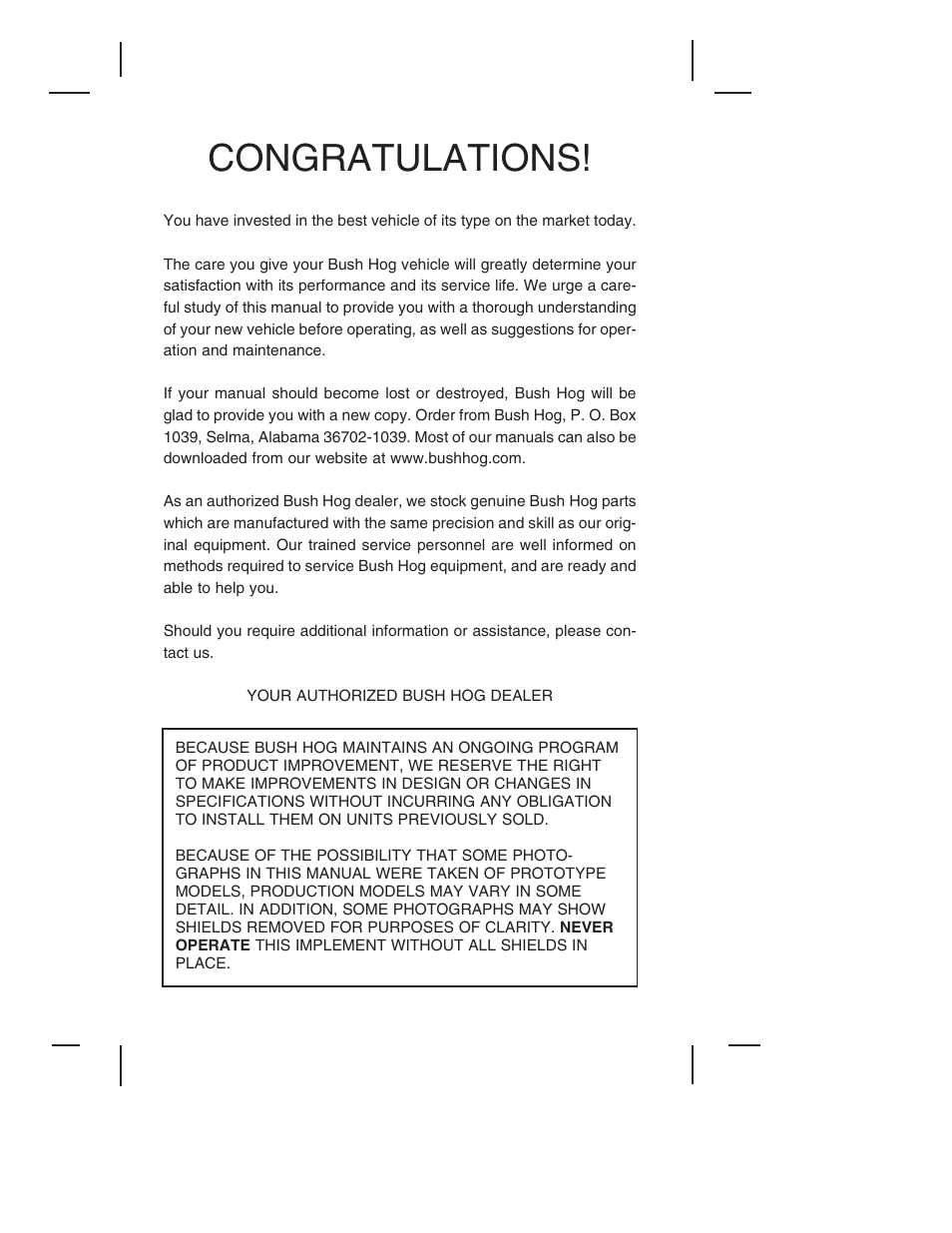 Bush Hog TH4200 User Manual | Page 2 / 82