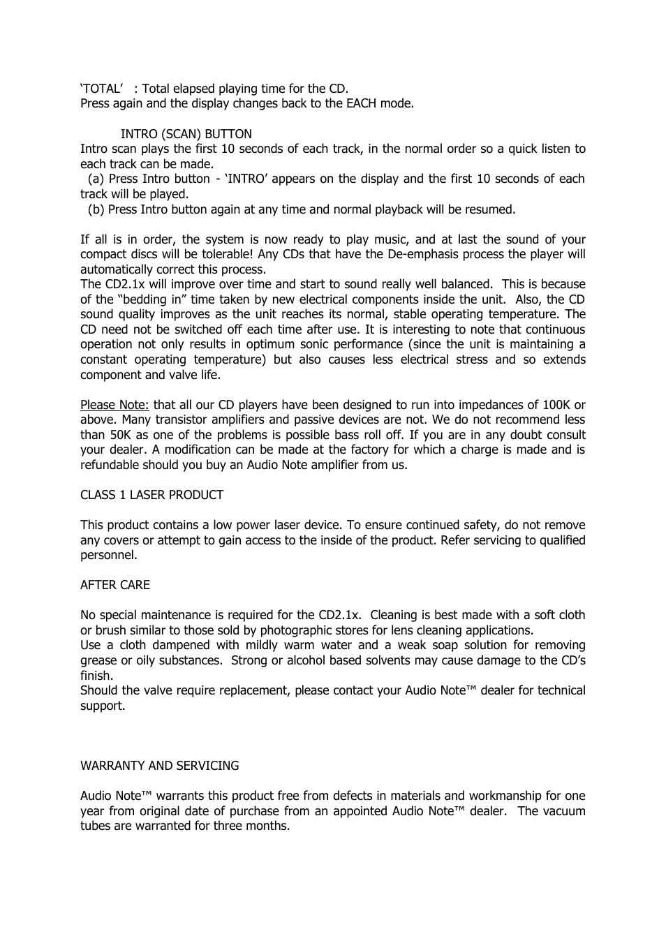 Audio Note CD-2.1x User Manual | Page 4 / 5