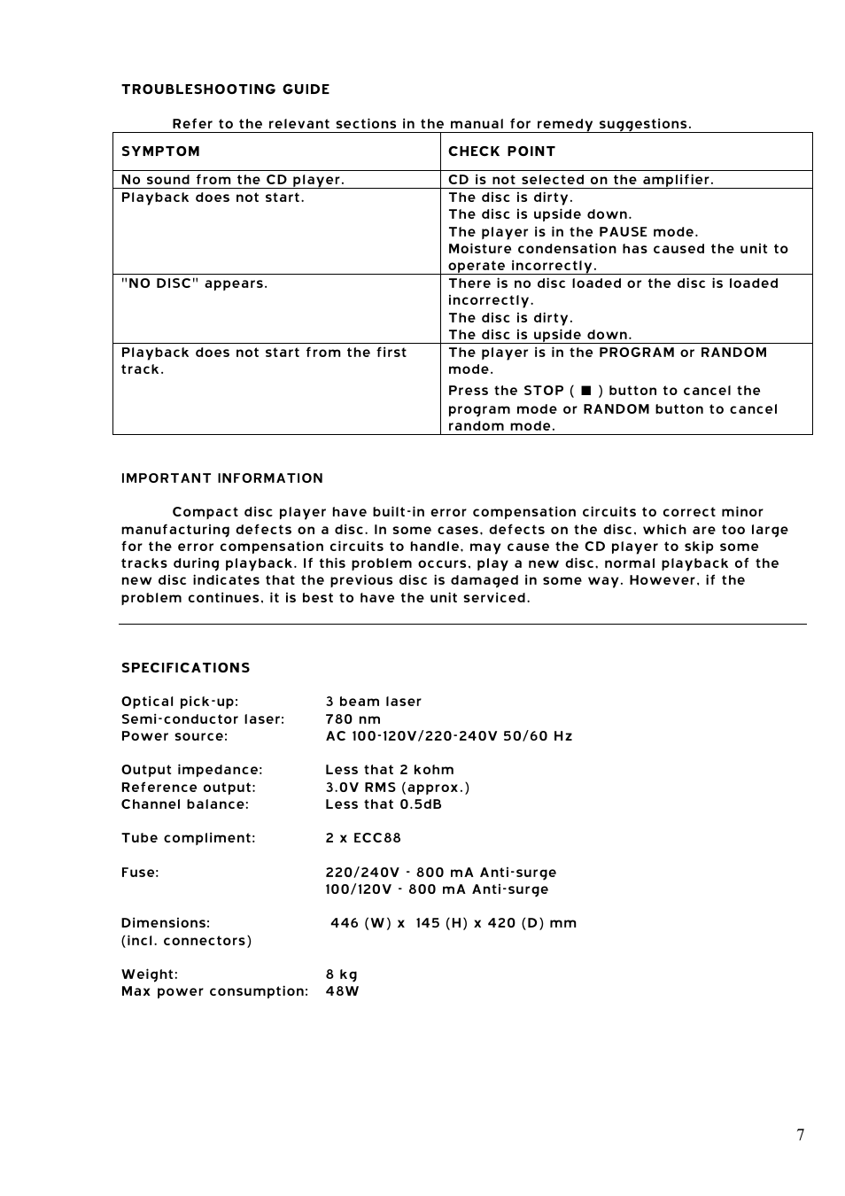 Audio Note CD-3.1x II User Manual | Page 8 / 8
