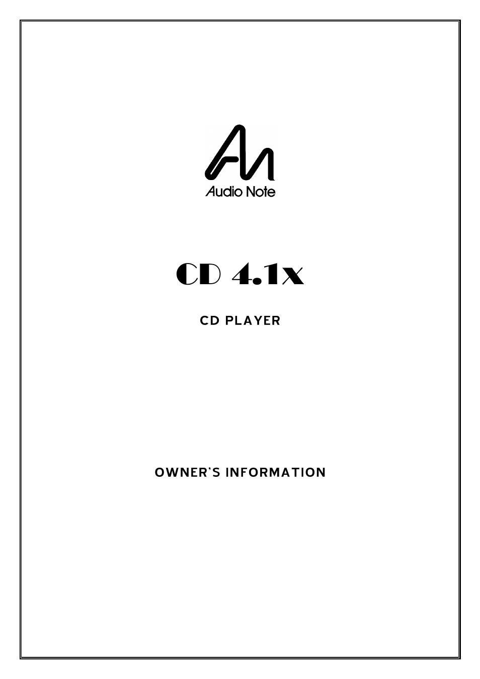 Audio Note CD-4.1x User Manual | 8 pages