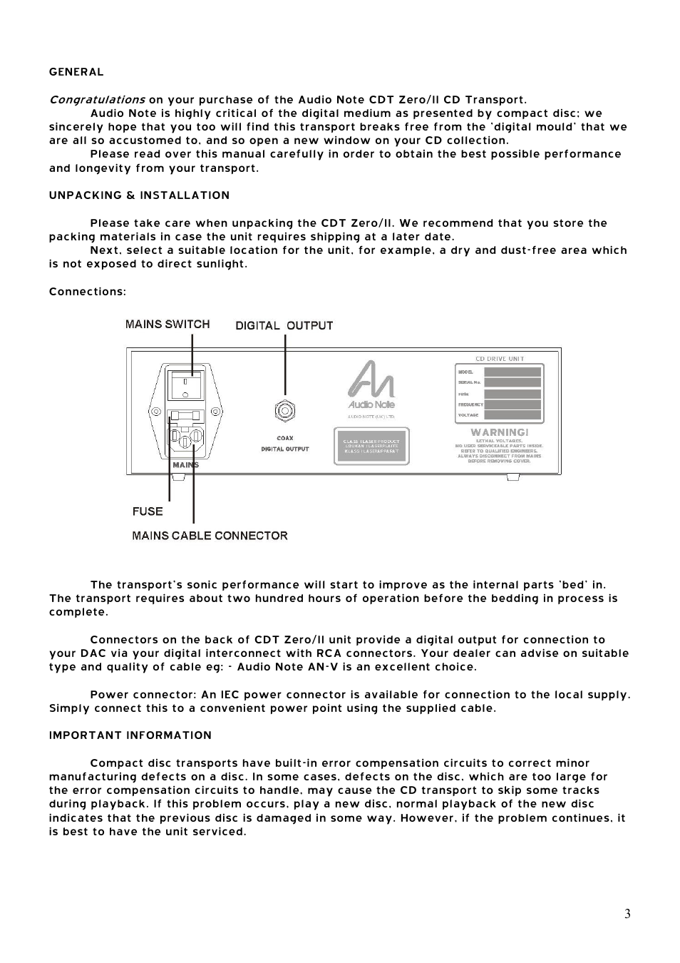 Audio Note CDT-0 II User Manual | Page 4 / 8