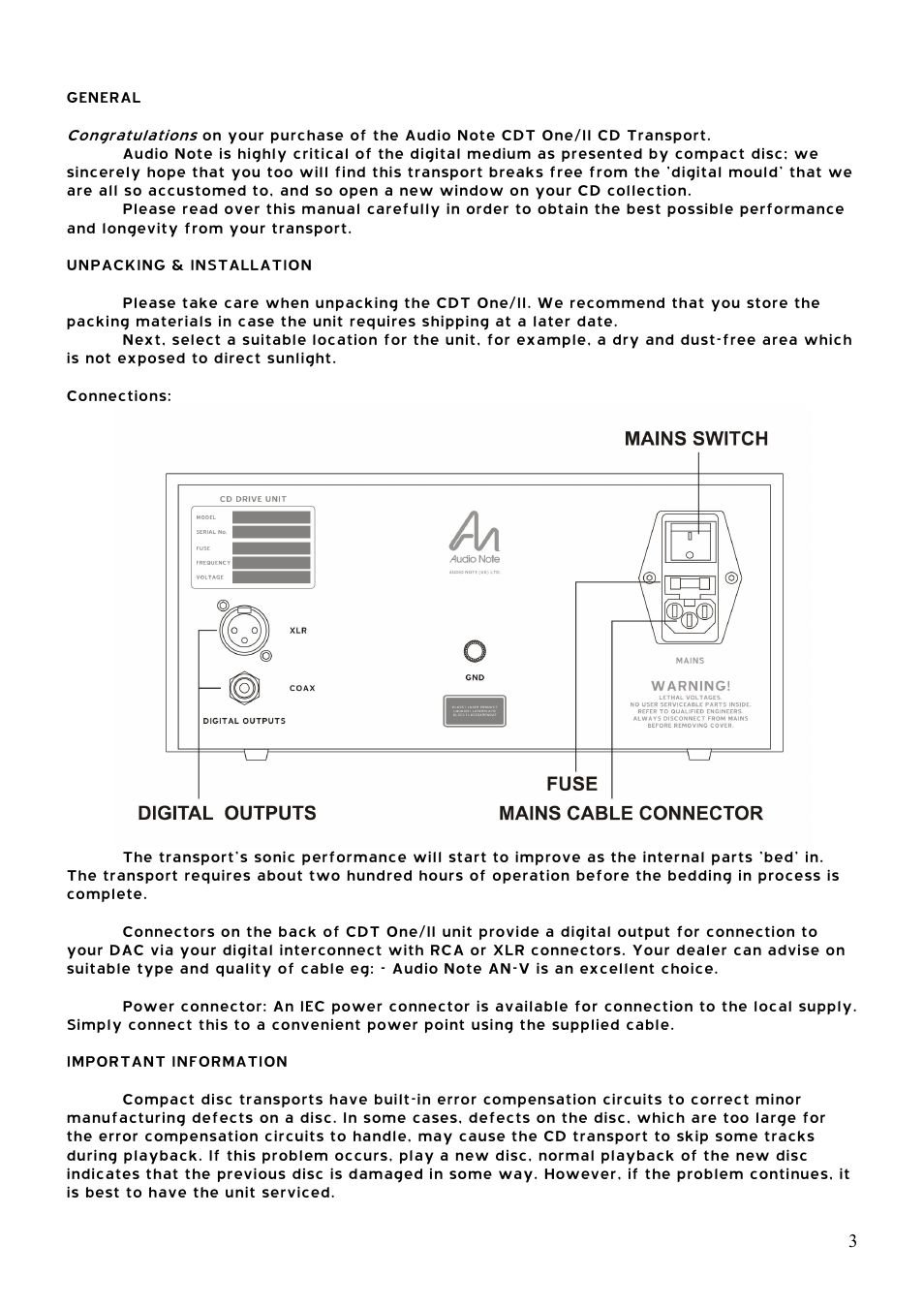 Audio Note CDT-1 II User Manual | Page 4 / 8