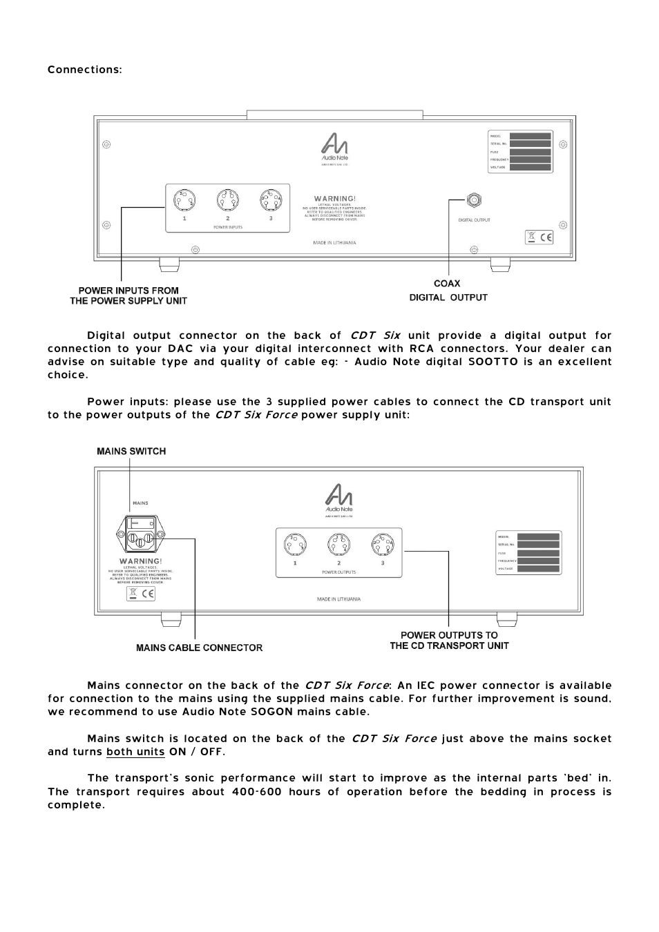 Audio Note CDT-6 / Force User Manual | Page 5 / 9