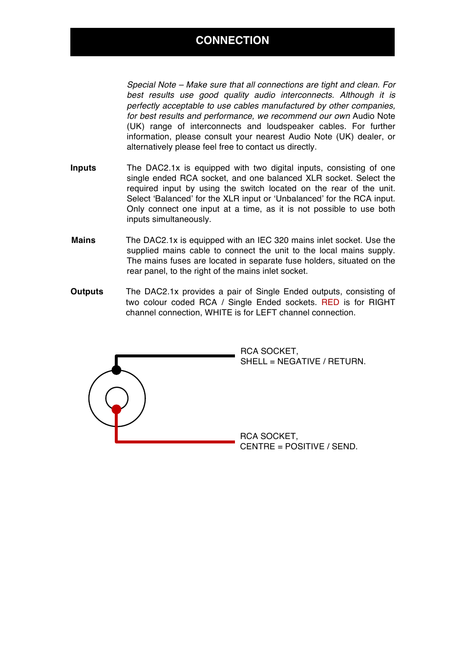 Connection | Audio Note DAC2.1x 2007 User Manual | Page 9 / 13