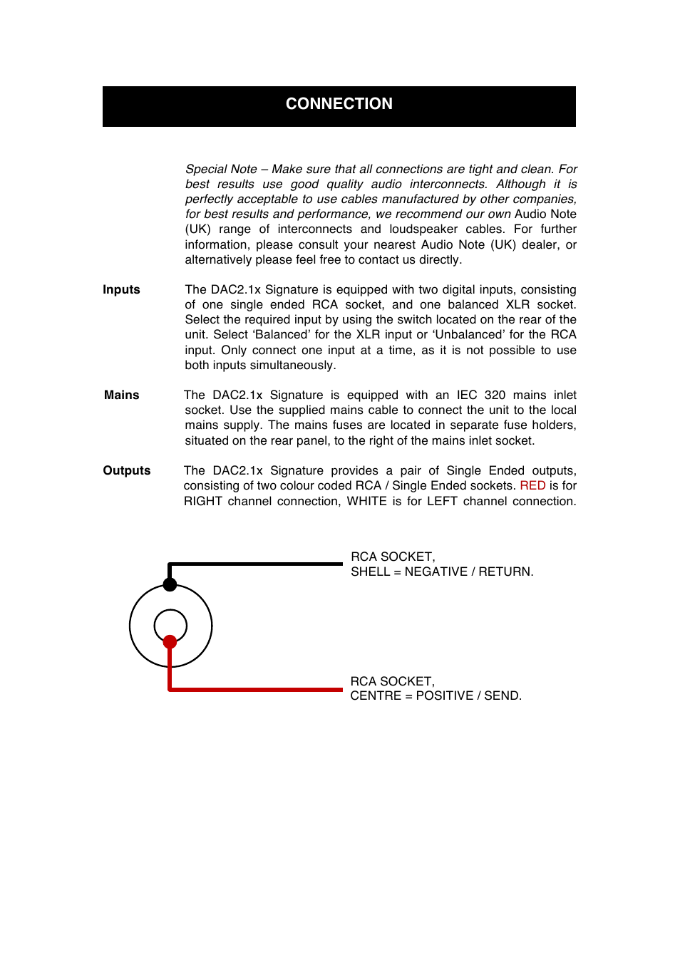 Connection | Audio Note DAC2.1x Signature 2007 User Manual | Page 9 / 13