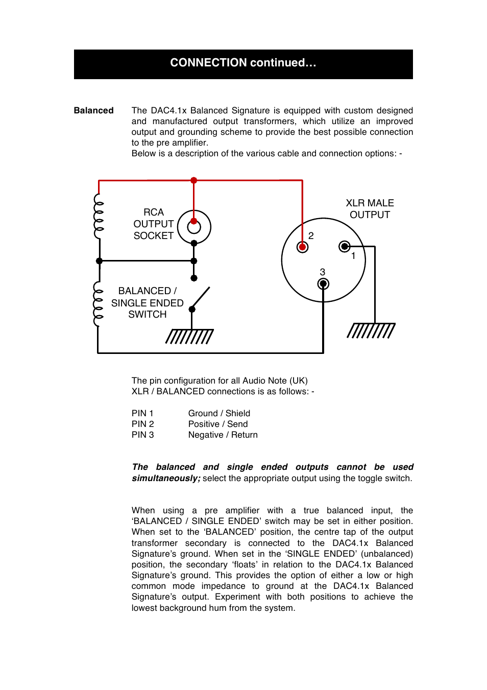 Connection continued | Audio Note DAC4.1x Balanced Signature User Manual | Page 10 / 15