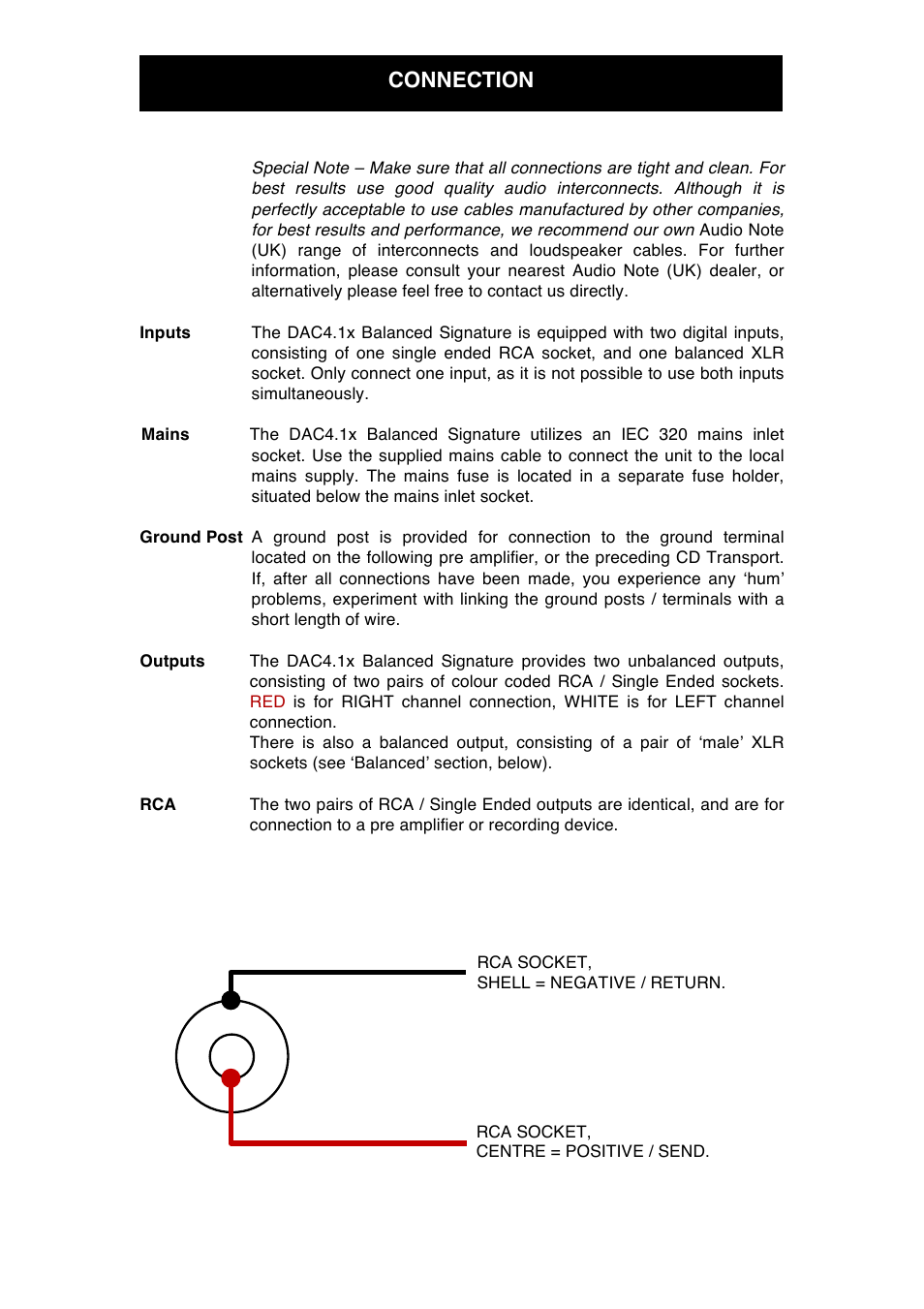 Connection | Audio Note DAC4.1x Balanced Signature User Manual | Page 9 / 15