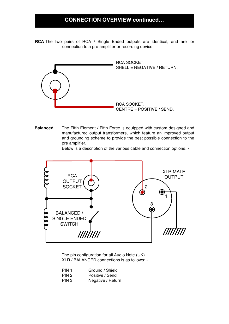 Connection overview continued | Audio Note Fifth Element Fifth Force User Manual | Page 11 / 18