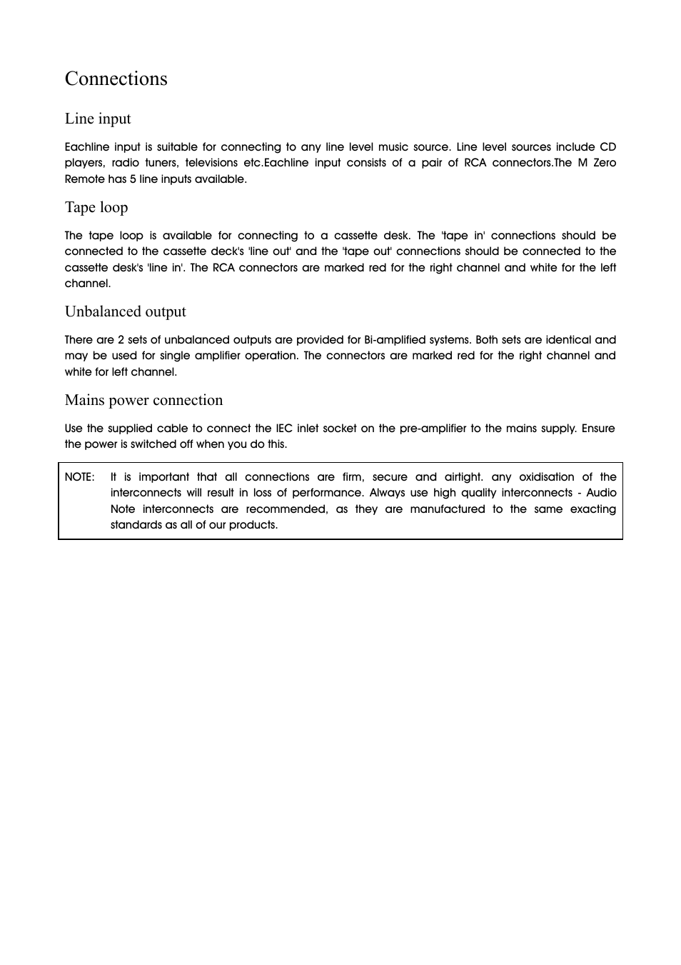 Connections | Audio Note M Zero Remote User Manual | Page 3 / 8