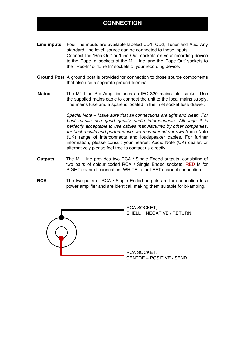 Connection | Audio Note M1 Line User Manual | Page 7 / 12