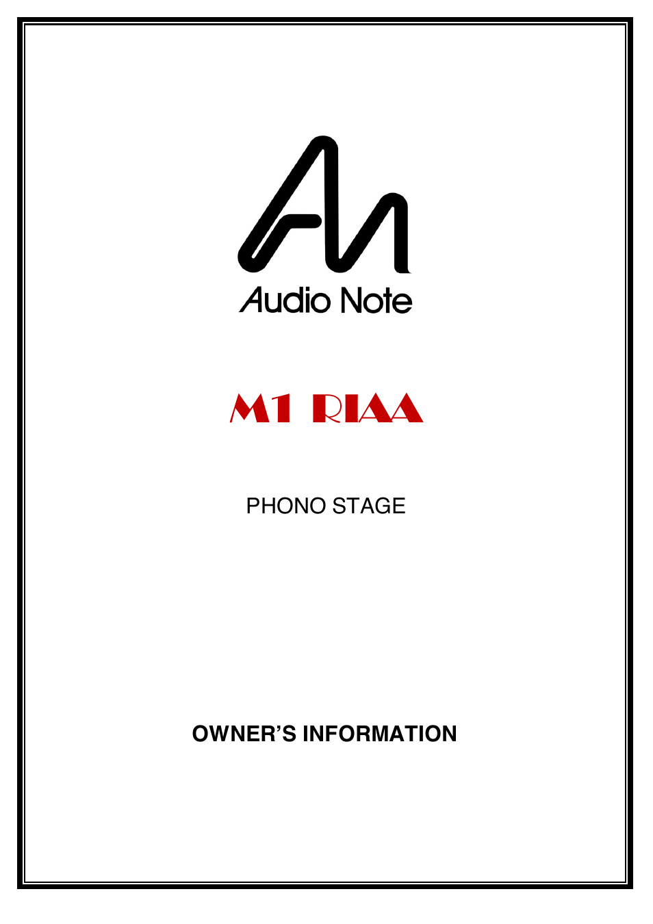 Audio Note M1 RIAA User Manual | 12 pages