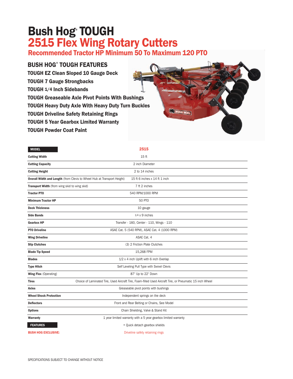 Bush Hog 2515 User Manual | 1 page